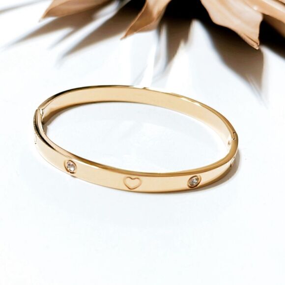 Gold heart bangle S390 - Picture 2 of 3